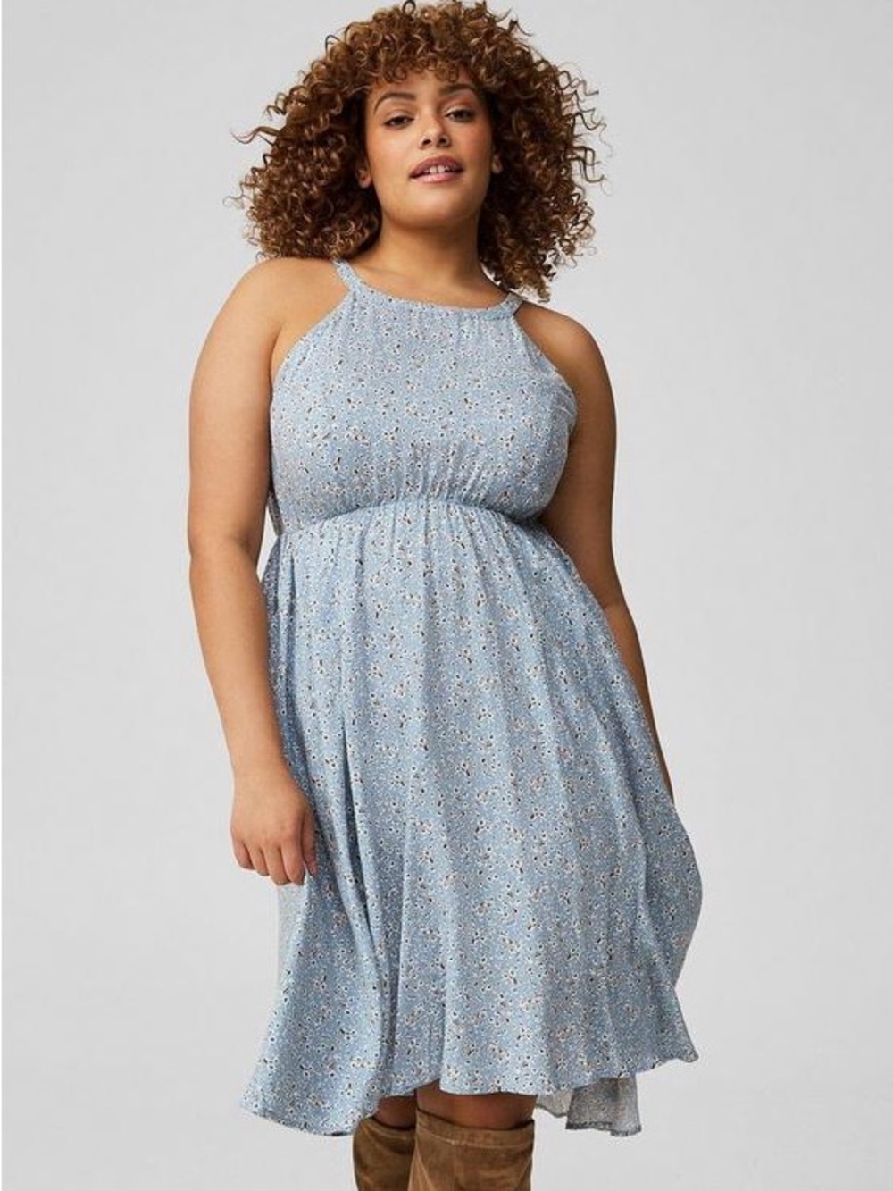 Torrid- Floral Halter Dress with Pocket - Picture 2 of 7